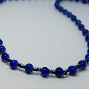 Handmade Blue and Black Collar Length Necklace